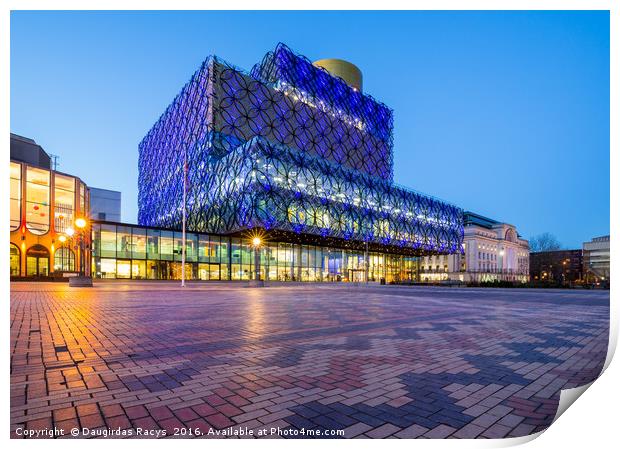 Birmingham City Library at the blue hour Print by Daugirdas Racys