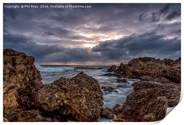 A rocky sunrise Print by Phil Reay