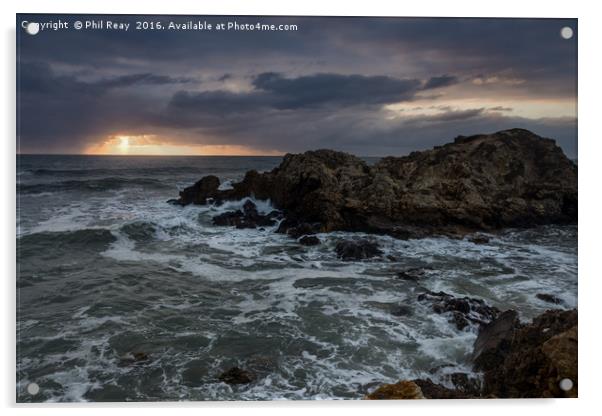 Rough seas at dawn Acrylic by Phil Reay