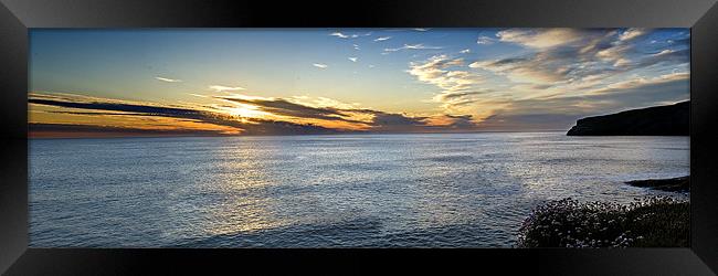 Trebarwith Seathrift Sunset Framed Print by David Wilkins