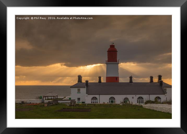 Sunrise at Souter lighthouse Framed Mounted Print by Phil Reay
