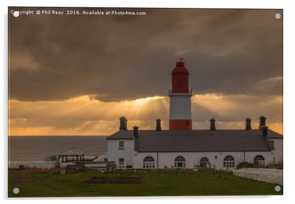 Sunrise at Souter lighthouse Acrylic by Phil Reay