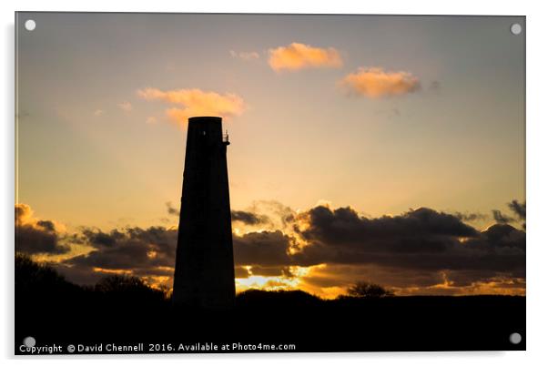Leasowe Lighthouse Sunset Acrylic by David Chennell