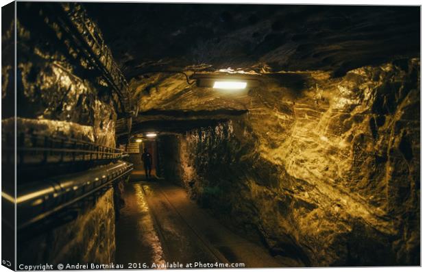 Underground corridor in Wieliczka Salt Mine Canvas Print by Andrei Bortnikau