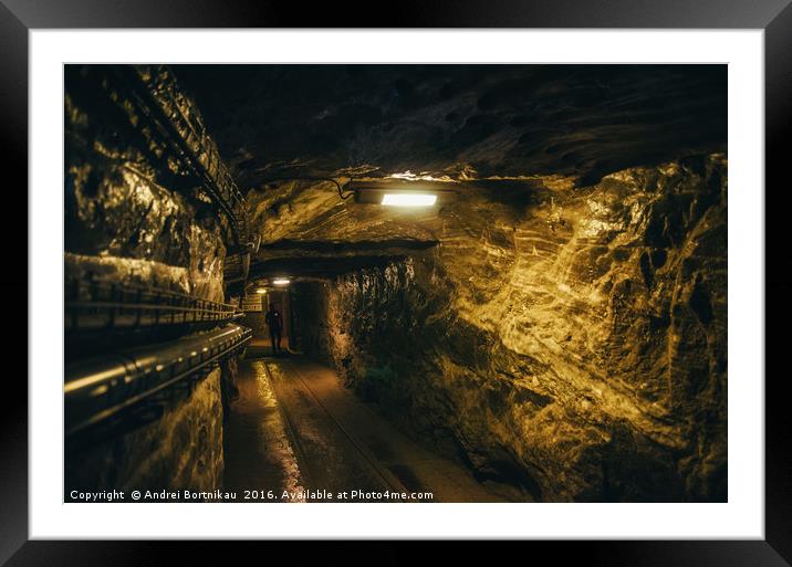 Underground corridor in Wieliczka Salt Mine Framed Mounted Print by Andrei Bortnikau