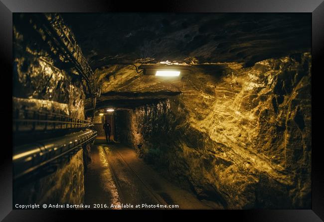 Underground corridor in Wieliczka Salt Mine Framed Print by Andrei Bortnikau
