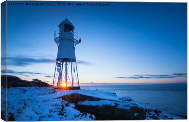 Sunset at Black Nore Point Lighthouse in winter Canvas Print by Daugirdas Racys