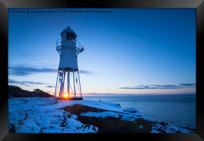 Sunset at Black Nore Point Lighthouse in winter Framed Print by Daugirdas Racys