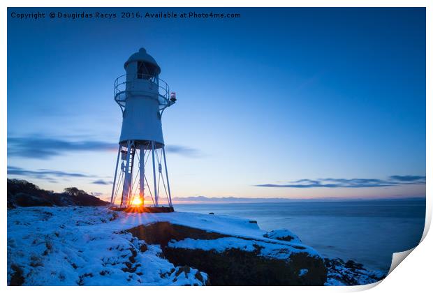 Sunset at Black Nore Point Lighthouse in winter Print by Daugirdas Racys