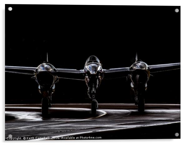 Silver P-38 Lightning head-on Acrylic by Keith Campbell