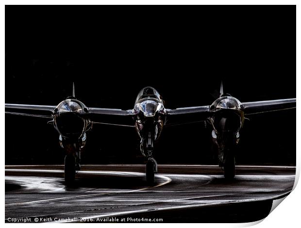 Silver P-38 Lightning head-on Print by Keith Campbell