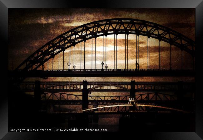 Textured Tyne Bridges Framed Print by Ray Pritchard