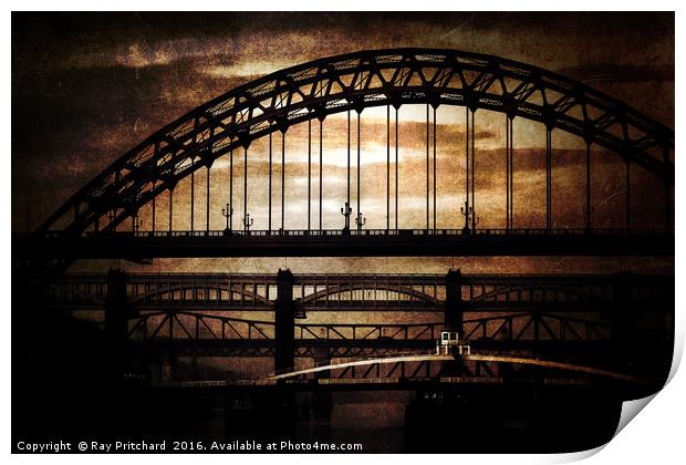 Textured Tyne Bridges Print by Ray Pritchard