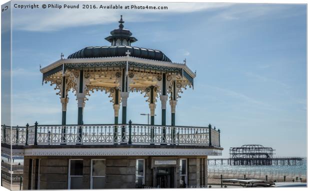 Historic Brighton Bandstand and West Pier Canvas Print by Philip Pound