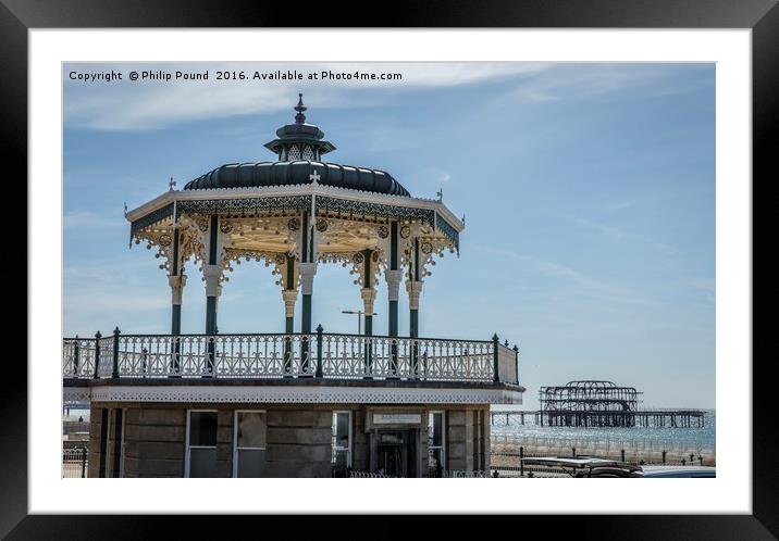 Historic Brighton Bandstand and West Pier Framed Mounted Print by Philip Pound