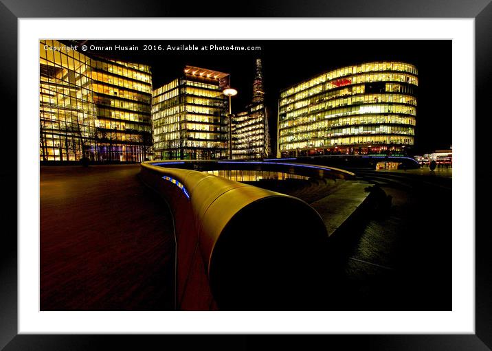More London Riverside at Night Framed Mounted Print by Omran Husain