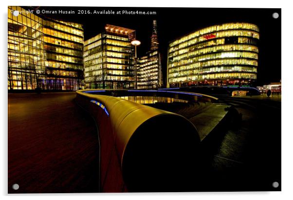 More London Riverside at Night Acrylic by Omran Husain