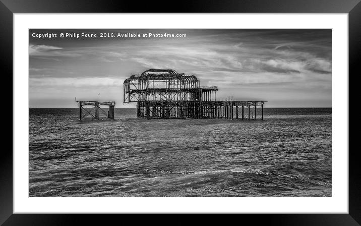 Fire damaged West Pier in Brighton Sussex Framed Mounted Print by Philip Pound