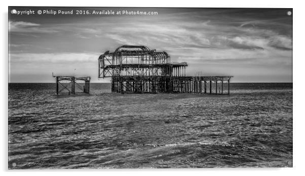 Fire damaged West Pier in Brighton Sussex Acrylic by Philip Pound