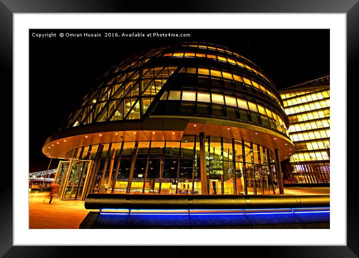 City Hall at night Framed Mounted Print by Omran Husain