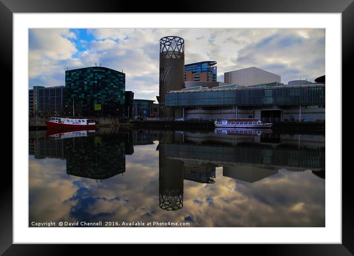 Salford Quays Reflection Framed Mounted Print by David Chennell