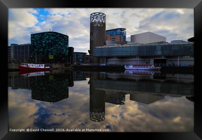 Salford Quays Reflection Framed Print by David Chennell