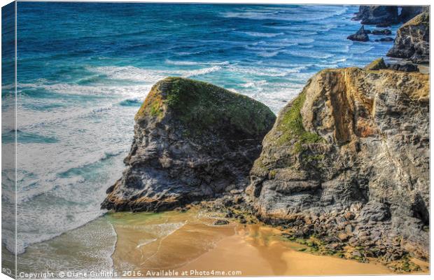 Bedruthan Steps Canvas Print by Diane Griffiths