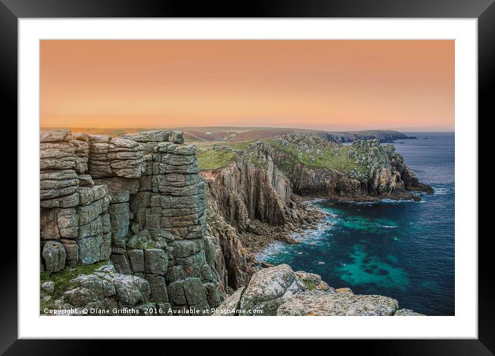 Lands End at Dawn Framed Mounted Print by Diane Griffiths
