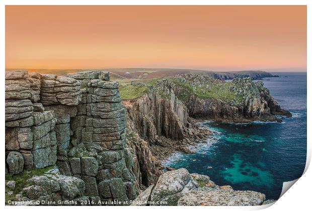 Lands End at Dawn Print by Diane Griffiths