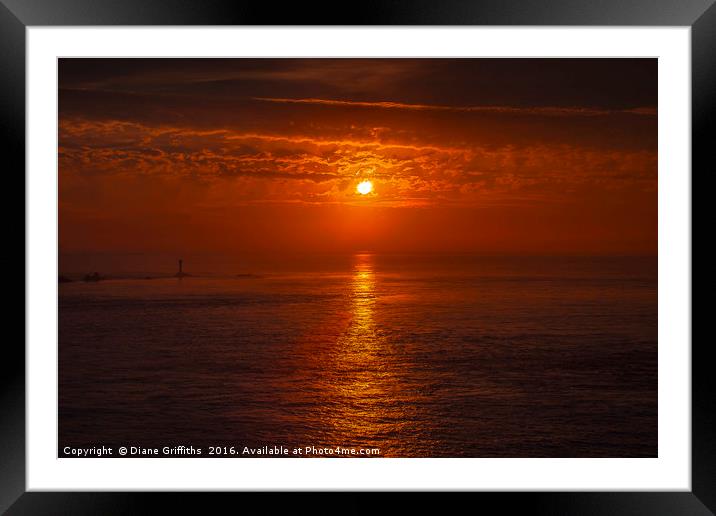Lands End Sunset Framed Mounted Print by Diane Griffiths