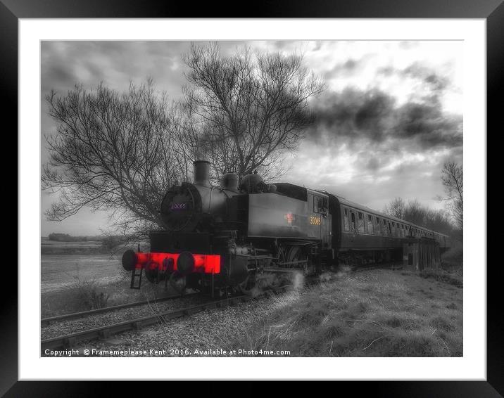 Steam train with a Red bumper Framed Mounted Print by Framemeplease UK