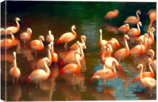 Flamingo party Canvas Print by Sharon Lisa Clarke