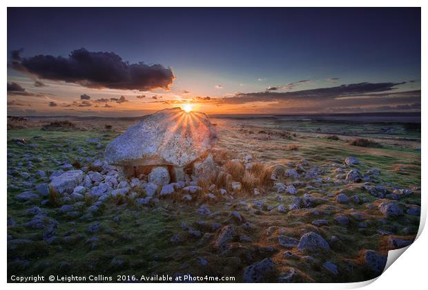 Sunset at Arthur's stone Print by Leighton Collins
