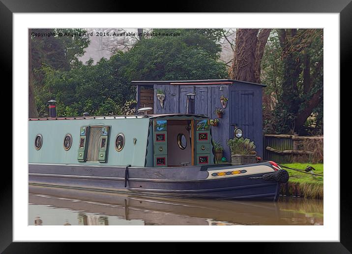Canal Boat Framed Mounted Print by Angela Aird