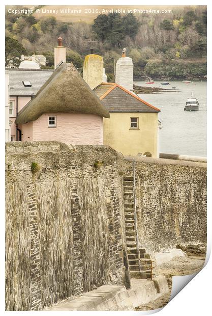 Steps To The Beach, St. Mawes Print by Linsey Williams