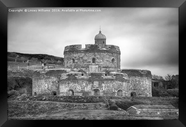 St. Mawes Castle In Mono Framed Print by Linsey Williams