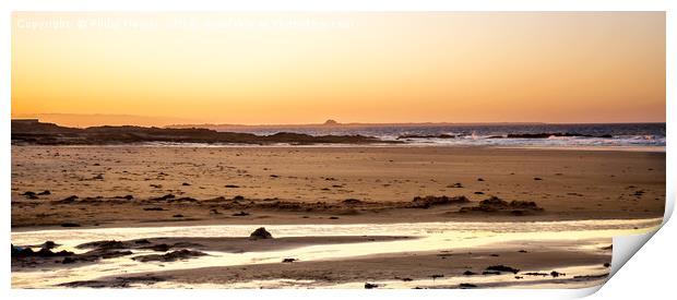 Sun goes down on Bamburgh beach......... Print by Naylor's Photography