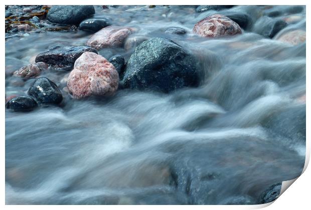 water over pebbles Print by Michael Hopes