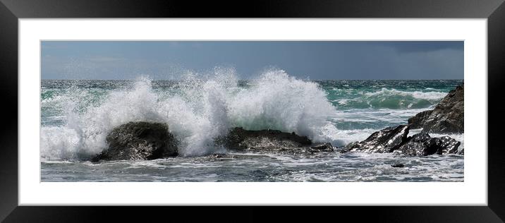 Wave Crashing Framed Mounted Print by Michael Hopes