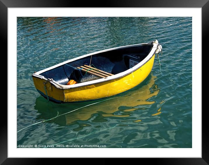 Small Yellow Skiff Framed Mounted Print by Susie Peek