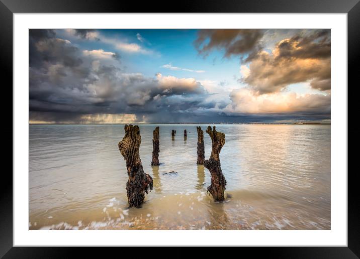 Ryde House Jetty Sunset Glow Framed Mounted Print by Wight Landscapes