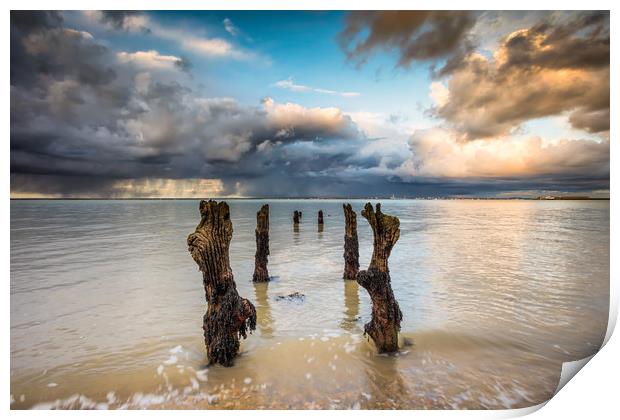 Ryde House Jetty Sunset Glow Print by Wight Landscapes