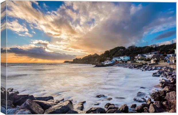 Steephill Cove LE Sunset Canvas Print by Wight Landscapes