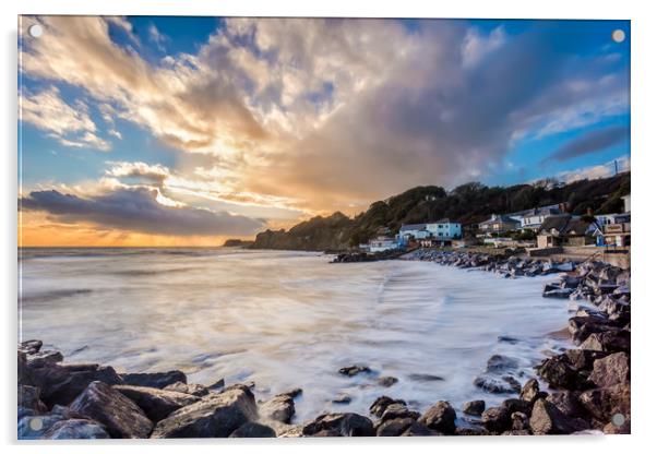 Steephill Cove LE Sunset Acrylic by Wight Landscapes