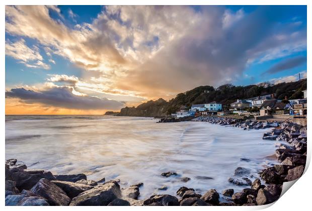 Steephill Cove LE Sunset Print by Wight Landscapes