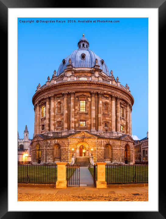 Radcliffe Camera at dusk, Oxford, UK Framed Mounted Print by Daugirdas Racys