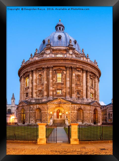 Radcliffe Camera at dusk, Oxford, UK Framed Print by Daugirdas Racys