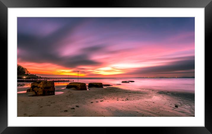 Colwell Bay After Dark Framed Mounted Print by Wight Landscapes