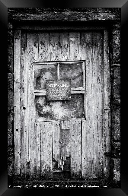 No Parking Door Framed Print by Scott Middleton