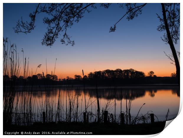 Sunrise on the Mere Print by Andy dean